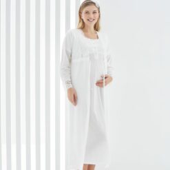 Pyjama grossesse et allaitement longue avec peignoir