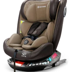 Siège Auto Popypapa G406 – Isofix 360° | Naissance à 12 ans | Tissu respirant + Cuir marron