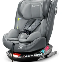 Siège Auto Popypapa G406 – Isofix 360° | Naissance à 12 ans | Tissu respirant + Cuir gris