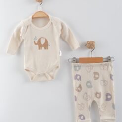 Ensemble Body & Pantalon 100% Coton Pur - motif éléphant
