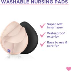 Lansinoh : 8 coussinets en fibres végétales lavables Rose/noir