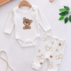 Ensemble Body & Pantalon 100% Coton Pur Blanc - Teddy Bear
