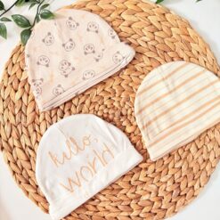 Lot de 3 Bonnets Bébé Coton Pur - Motifs Jolis & Interchangeables