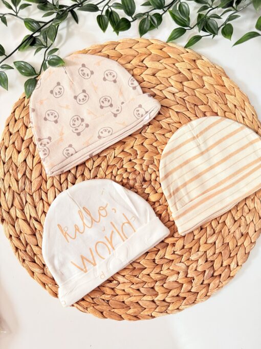 Lot de 3 Bonnets Bébé Coton Pur - Motifs Jolis & Interchangeables