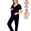 Ensemble Pyjama Allaitement, Maternité en Noir