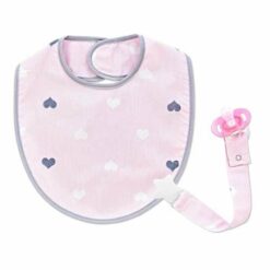 bavoir avec attache sucette 2 en 1 rose - babyjem
