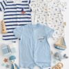 Lot de 3 Barboteuses Bébé en Coton – Douceur Marine