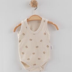 Body Bébé Sans Manches Douceur 100% Coton blanc - Teddy Bear