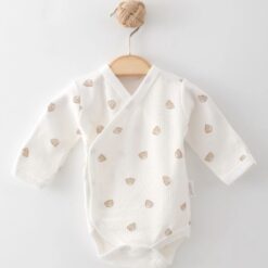 Body bébé Naissance Croisé blanc 100% Coton Pur - Teddy Bear