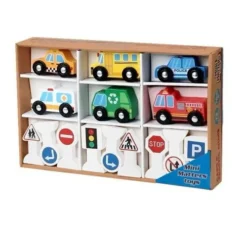 Set de Véhicules d’Urgence Montessori en Bois – Jouets Éducatifs & Sécurisés pour Tout-Petits