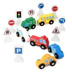 Set de Véhicules d’Urgence Montessori en Bois – Jouets Éducatifs & Sécurisés pour Tout-Petits