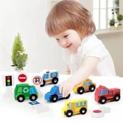 Set de Véhicules d’Urgence Montessori en Bois – Jouets Éducatifs Sécurisés – Image 3