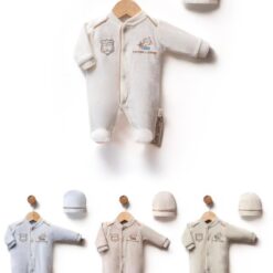 Grenouillère en Velours & son Bonnet Assorti