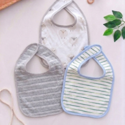Pack de 3 Bavoirs Coton Doux – Protection Bébé Allaitement et Biberon