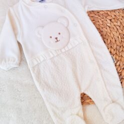 Grenouillère velours hyper douce : mini ourson rose