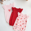 Lot de 3 Barboteuses Bébé Fille Fraise- Pur Coton Respirant
