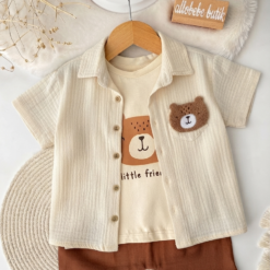 Ensemble Garçon Short T-Shirt et Chemise - Coton Organique Respirant