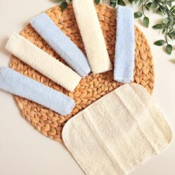 Lot de 6 Serviettes buccales 25x25cm Bleu - Bebekevi