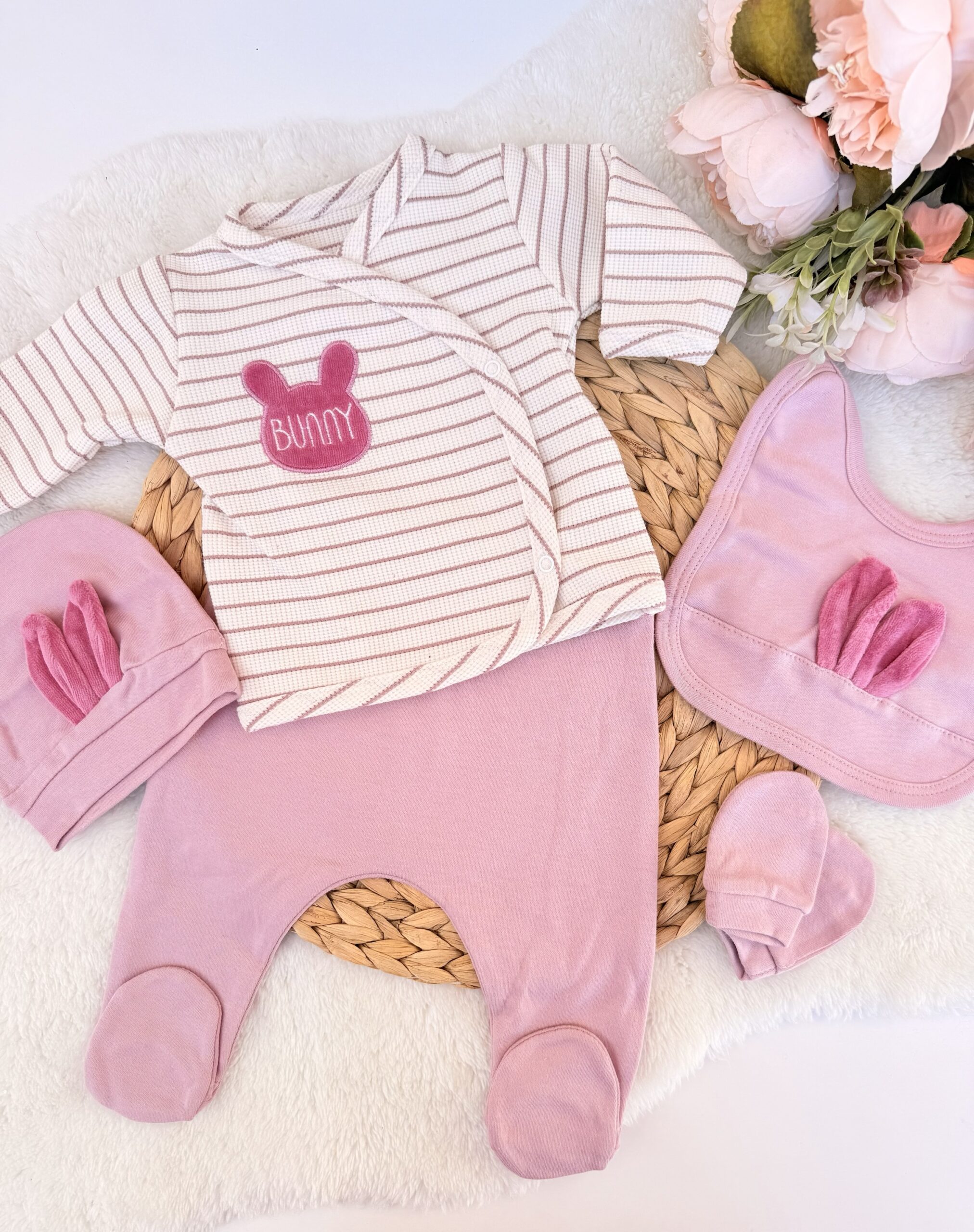 Pack Naissance 5 pcs 0-6mois rose - Sweet Bunny