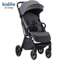 Poussette compacte valise Kidilo C5 grise ultra-légère pliable cabine avion canopy XXL Allobebe Maroc