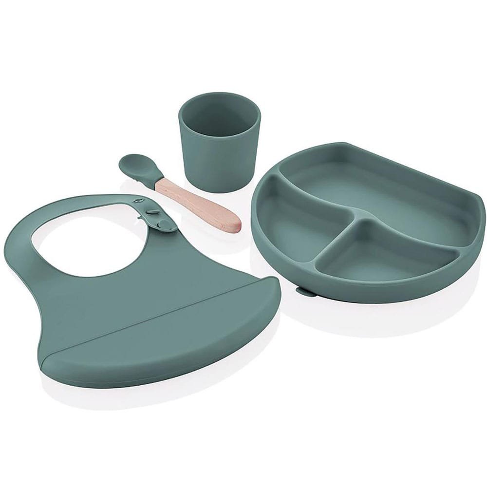 Set repas silicone 4 piéces bleu – babyjem