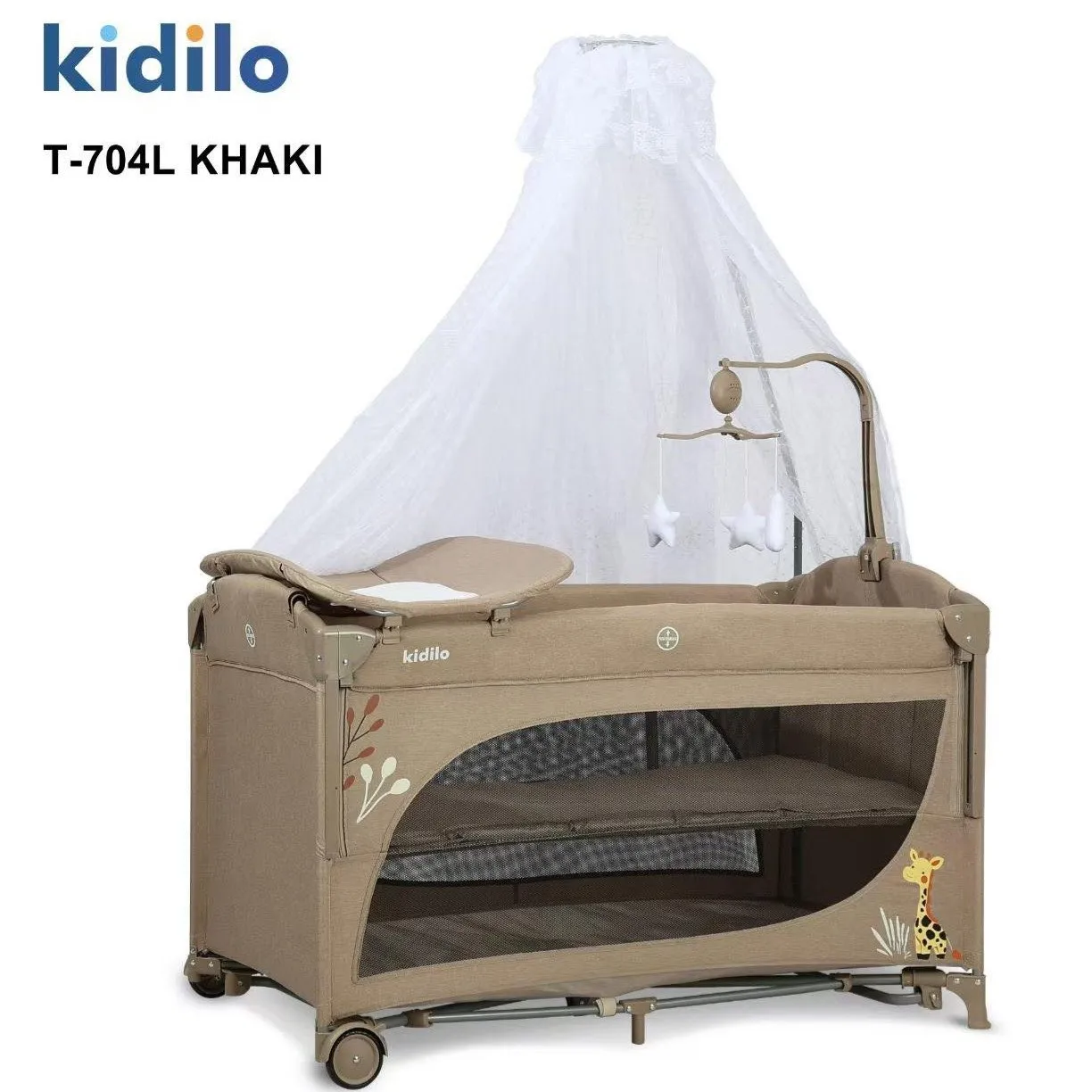 Lit parc cododo portable Kidilo pliable léger – moustiquaire mobile musical table langer beige