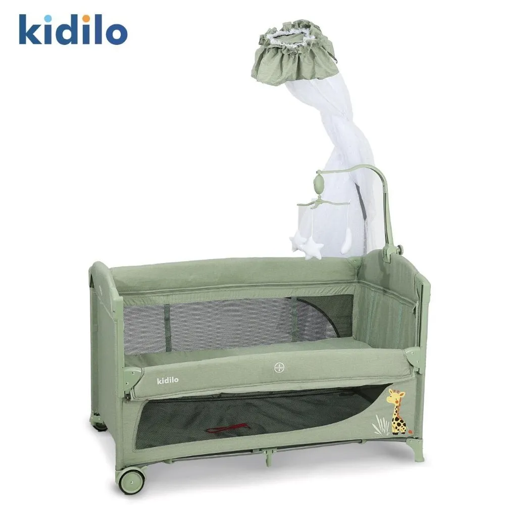 Lit parc cododo portable Kidilo pliable léger – moustiquaire mobile musical table langer vert