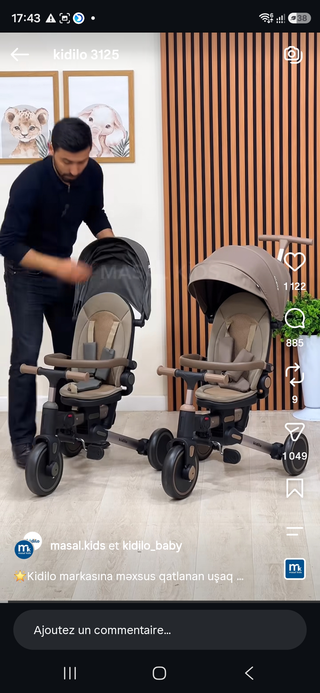 Tricycle Enfant Kidilo 3125 – Pousseur Parental, Siège Confortable, Pédalier, Dès 1 an – Image 11