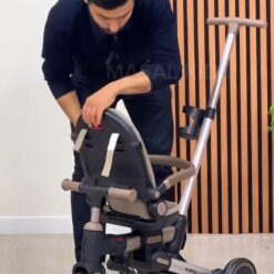 Tricycle enfant Kidilo 3125 camel marron – 3 roues pousseur parental siège rembourré