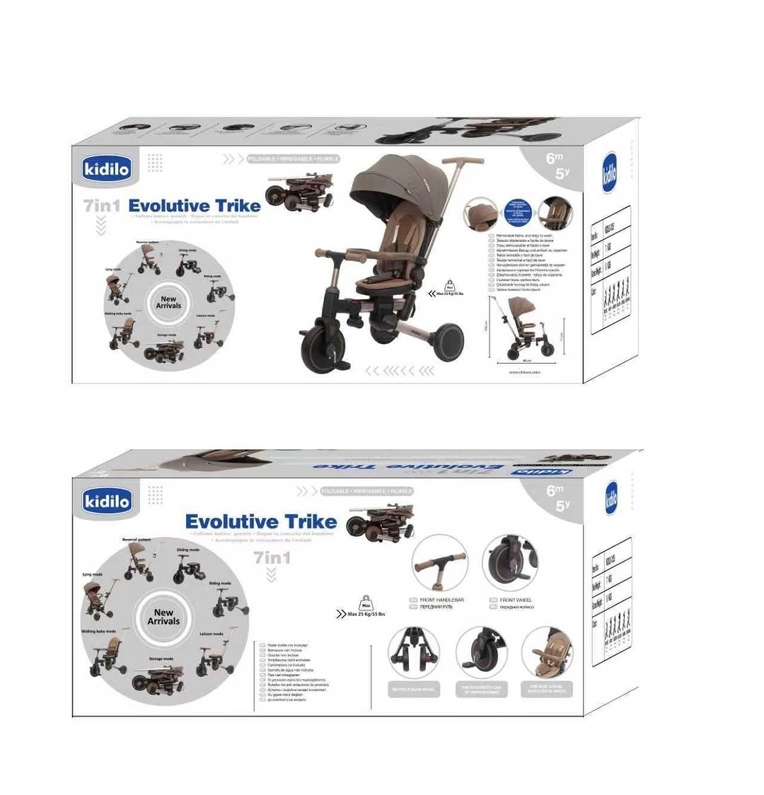 Kidilo 3125 tricycle dès 1 an – pousseur parental amovible pédalier ceinture sécurité