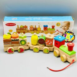 Train éducatif en blocs de bois