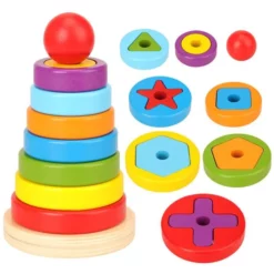 Pyramide empilable en bois Montessori - tower
