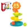 Tour à billes 3 niveaux lion kawaii 3 balles colorées rouge orange vert bébé
