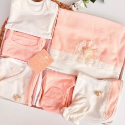 Coffret Naissance 10 Pièces Floral Dentelle Coton Pur - Douceur et Élégance