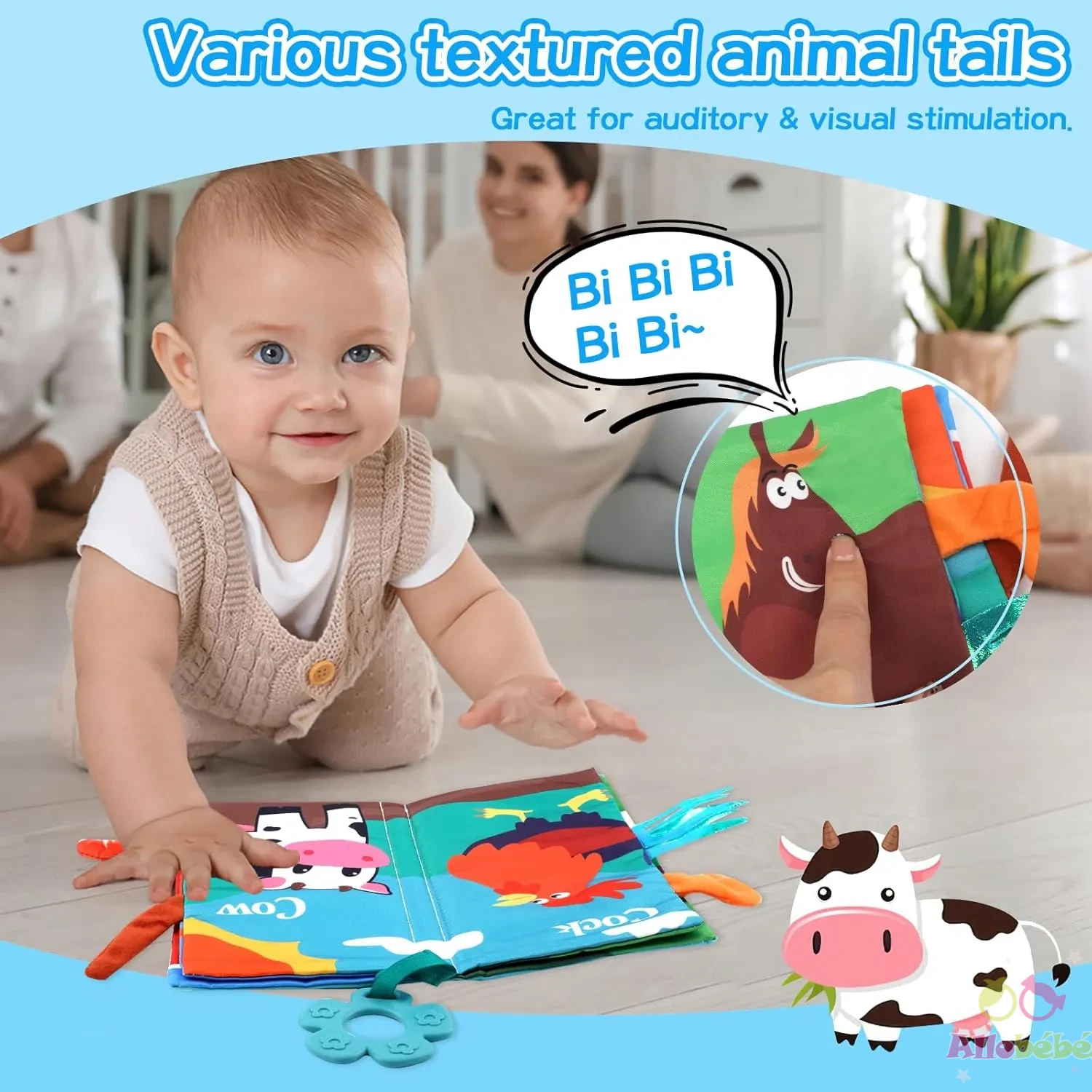 Livre Bébé Interactif en Tissu