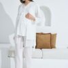 Pyjama grossesse allaitement 3 pcs dentelle blanche
