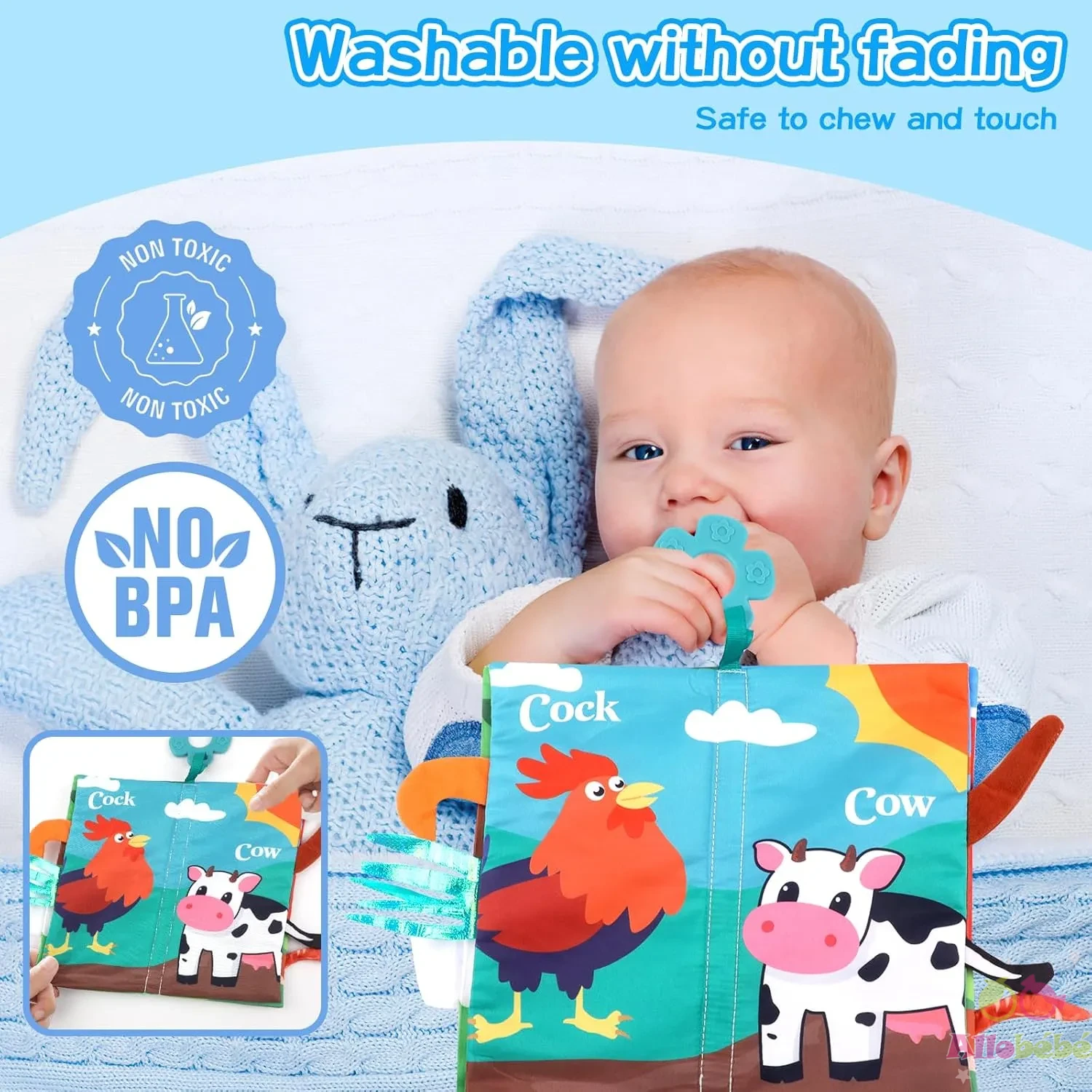 Livre Bébé Interactif en Tissu