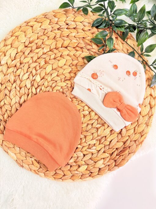 Lot de 2 Bonnets pour bébé à nœud hyper mignons - Coton organique