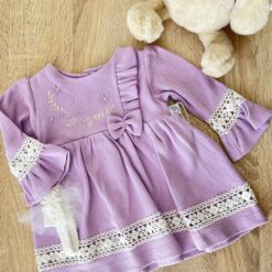 Robe Bohème motifs en dentelle Violette