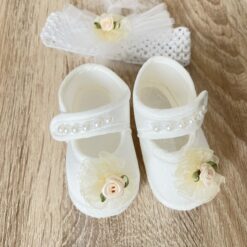 Coffret chausson + bondeau beige - petite ponpon