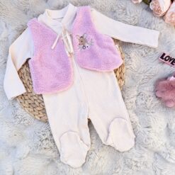 Promo Grenouillère 2 en 1 coton le jour  gilet  pour les nuits fraiche - 3-6 mois, rose-clair