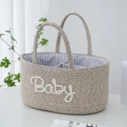 Panier à couches Organisateur pour Bébé en coton de cordes deluxe - Gris