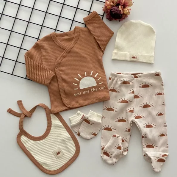 set bebe naissance 5 pieces en cotton