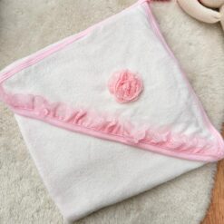Serviette de bain bébé Ultra Absorbante motif dentelle