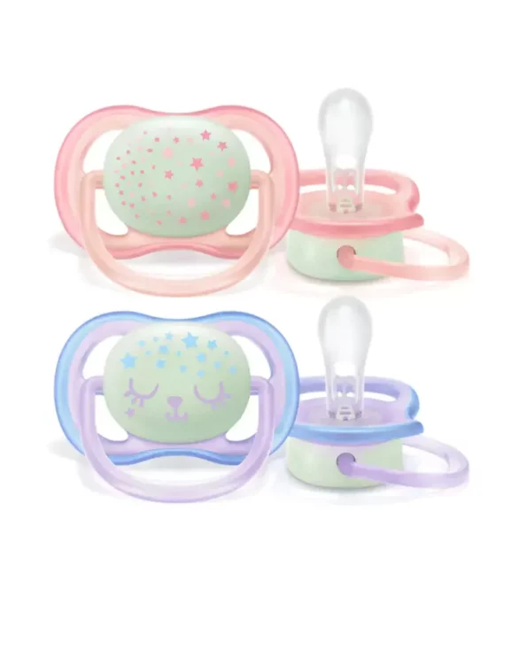 Sucettes Philips Avent Ultra Air Lot De 2 - Pour Bébés 18 Mois+, Orthodontiques, Silicone Souple, Avec étui Stérilisateur