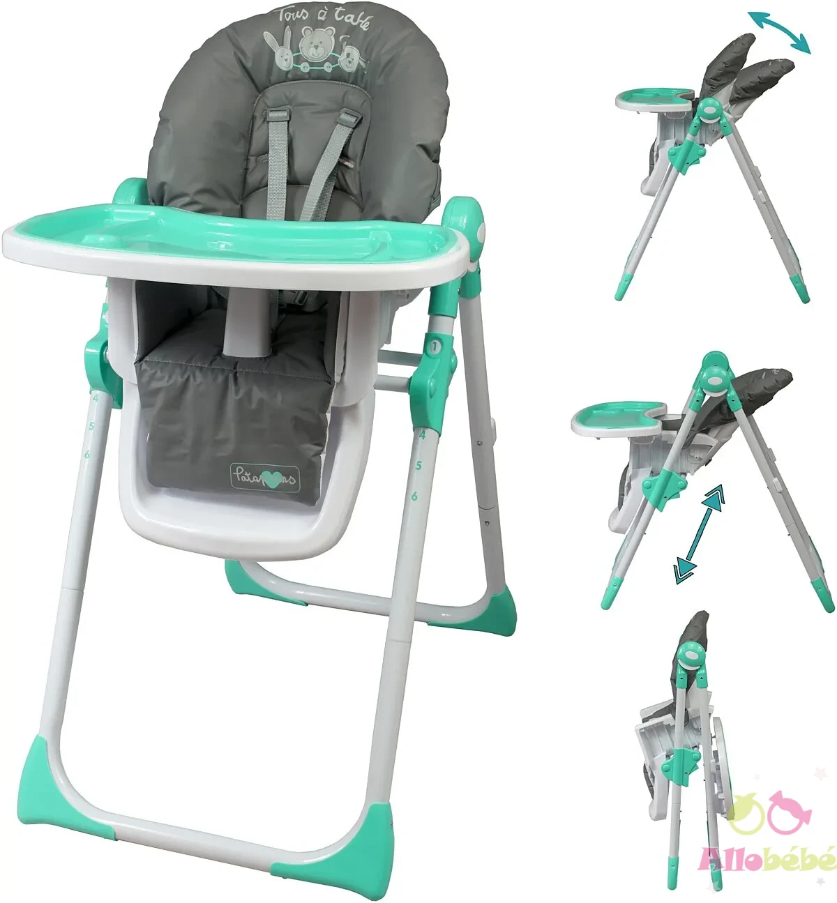 Chaise Haute Évolutive Télescopique Bambisol – 6 Hauteurs & Dossier Inclinable