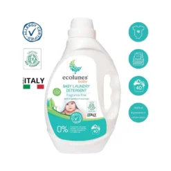 Ecolunes Lessive Bébé Écologique Hypoallergénique 2L – Sans parfum, testée dermatologiquement