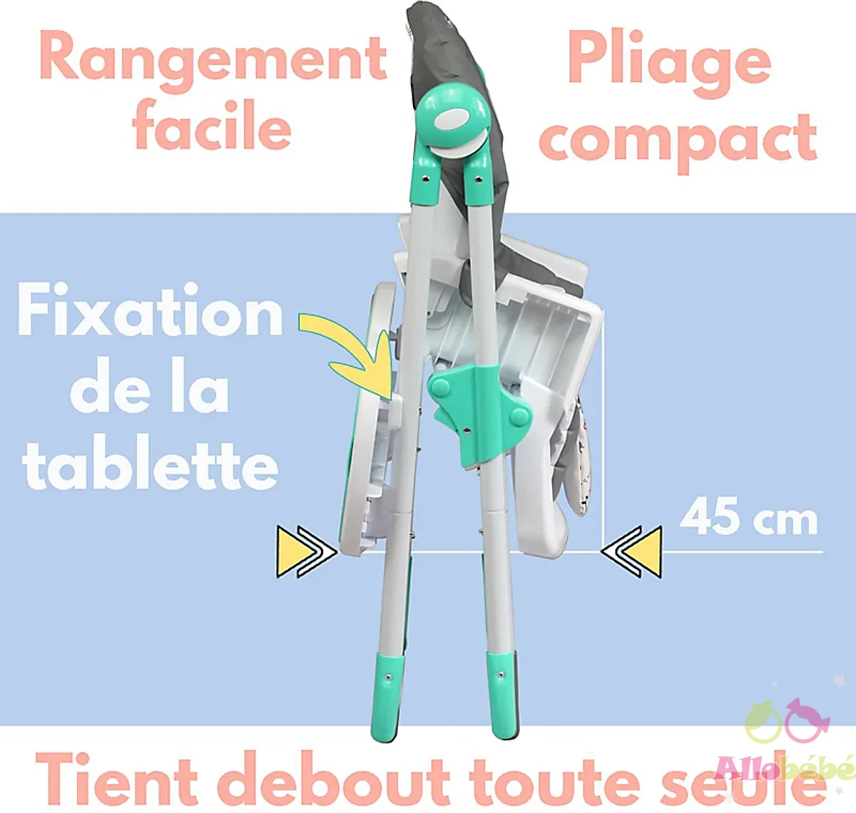 Chaise Haute Évolutive Télescopique Bambisol – 6 Hauteurs & Dossier Inclinable