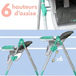 Chaise Haute Évolutive Télescopique Bambisol – 6 Hauteurs & Dossier Inclinable