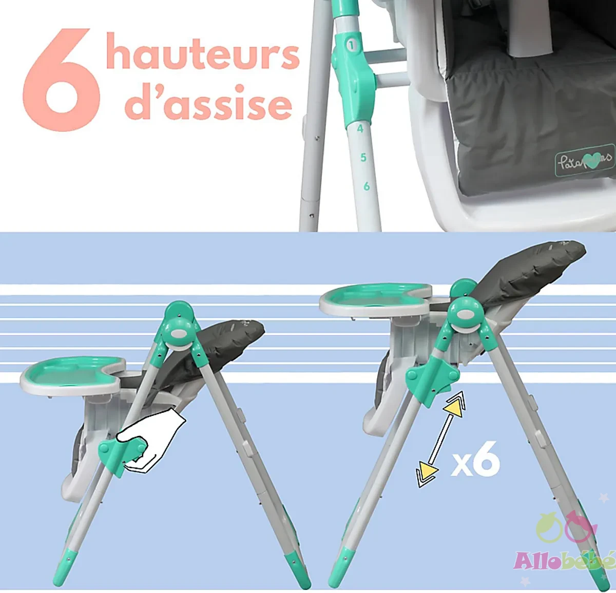 Chaise Haute Évolutive Télescopique Bambisol – 6 Hauteurs & Dossier Inclinable